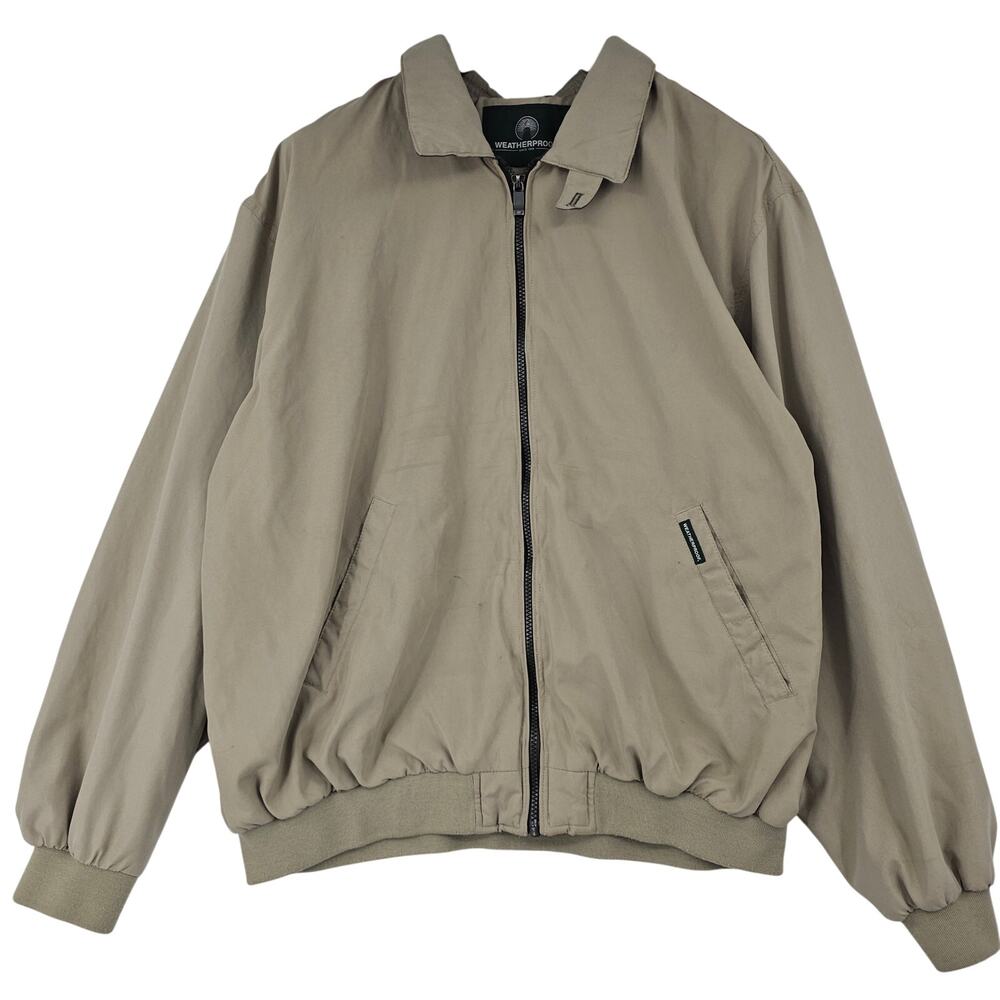 Weatherproof Soft Shell Front Full Zip Beige Gray Jacket Men's XL Dadcore 3891